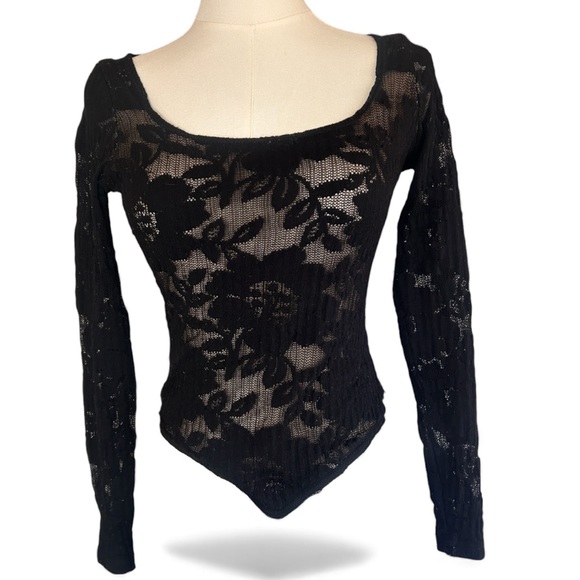 Vintage Tops - Y2K A’NUE LIGNE Sheer Lace Fitted Top Whimsigoth Fairy Grunge Romantic Goth Sz S